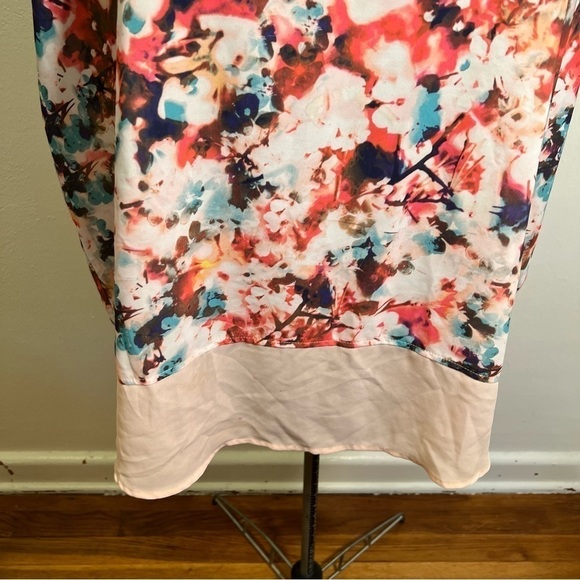 A.n.a. Floral Blouse Pink Blue Rolled Cuff - Picture 3 of 11